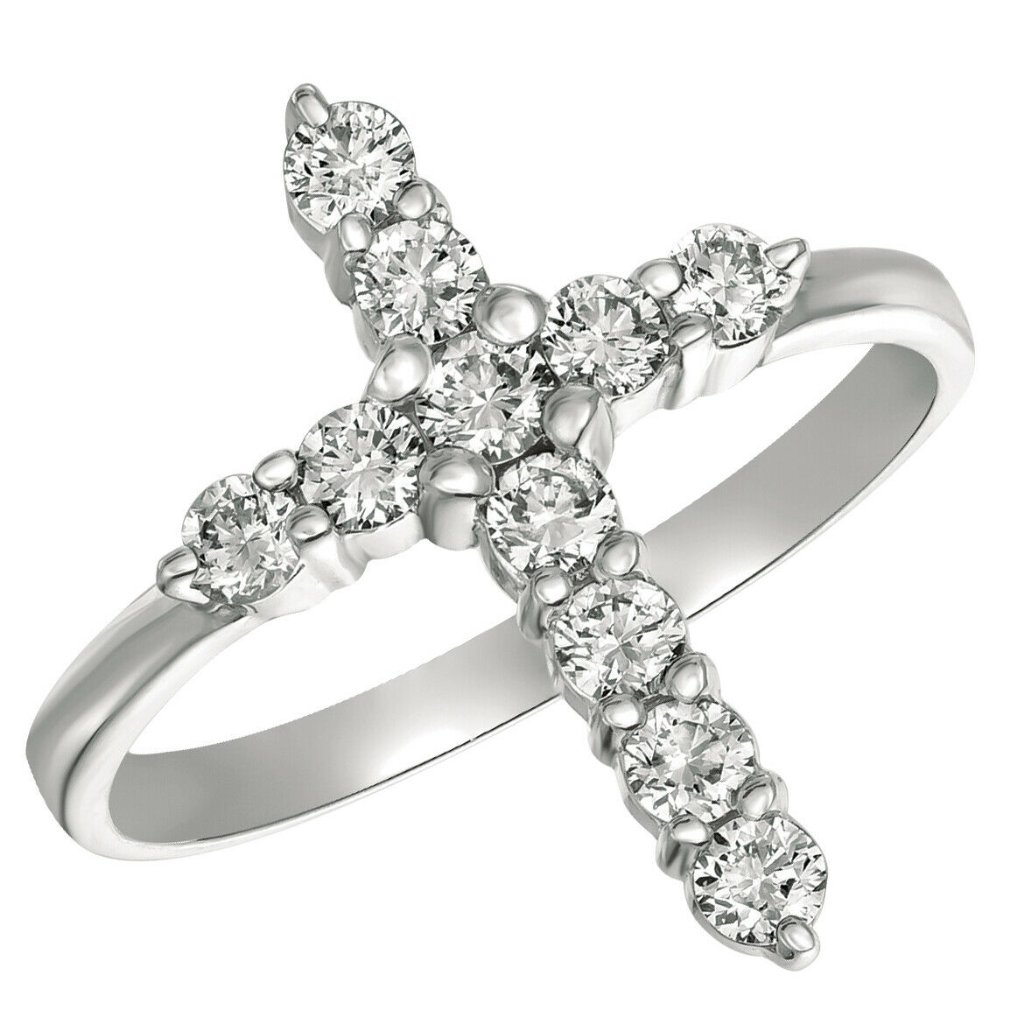 015 Carat Natural Diamond Cross Ring G Si 14k 375$